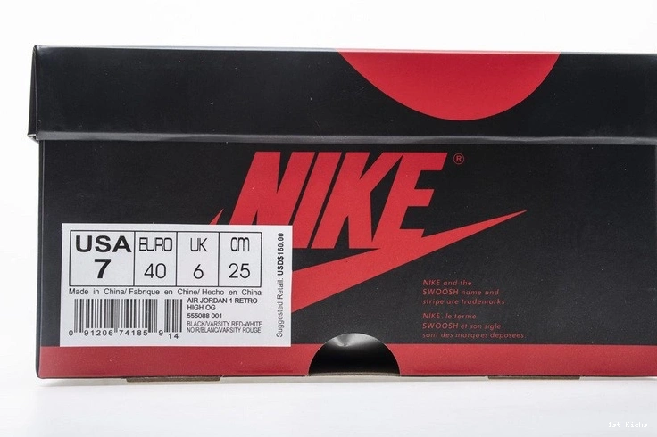 555088-001 Red Air 1 High Jordan Banned Black Retro  1226